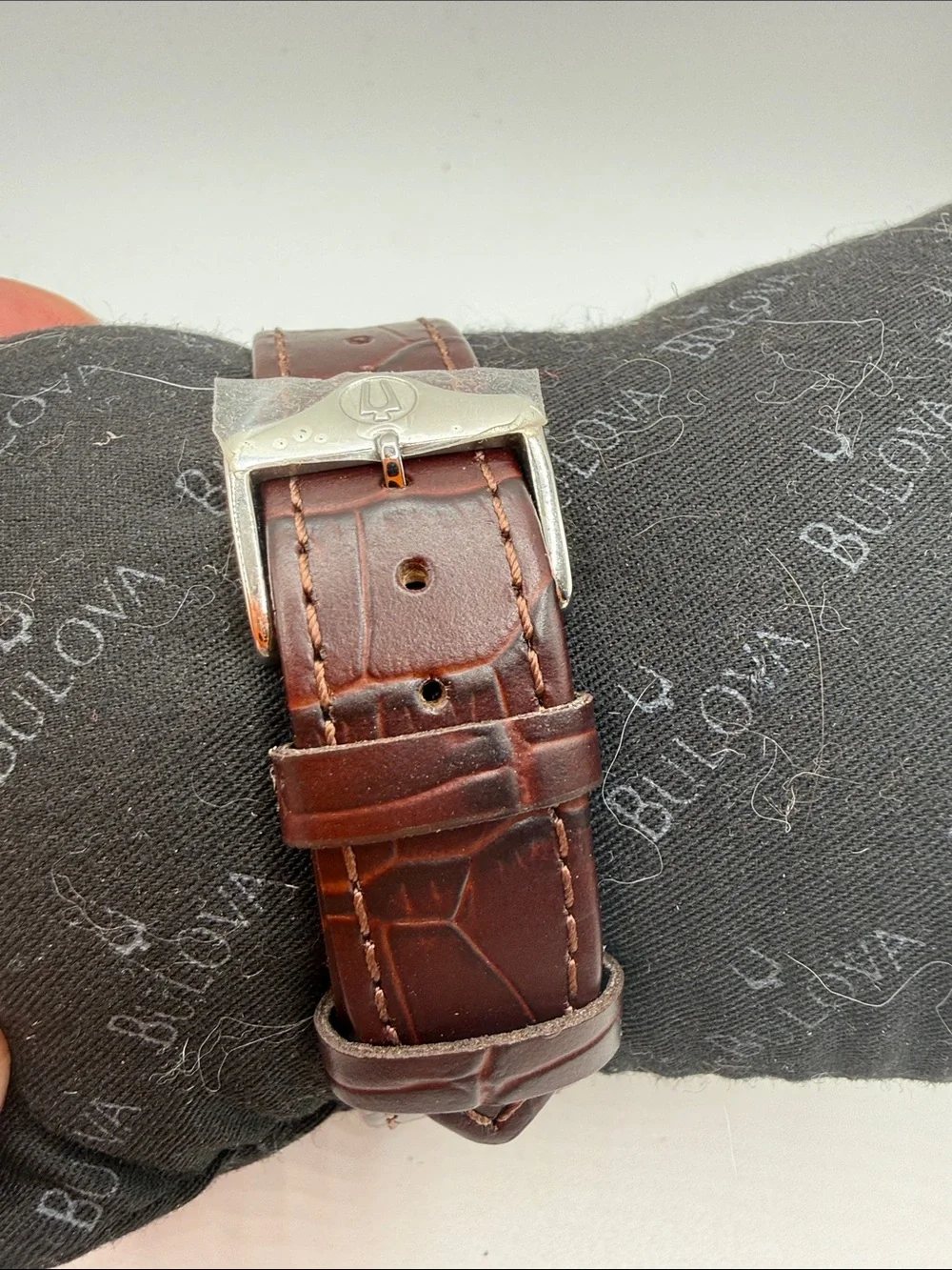 BULOVA Mens Classic Look Bechtel Recognition  Stainless Steel Genuine Leather